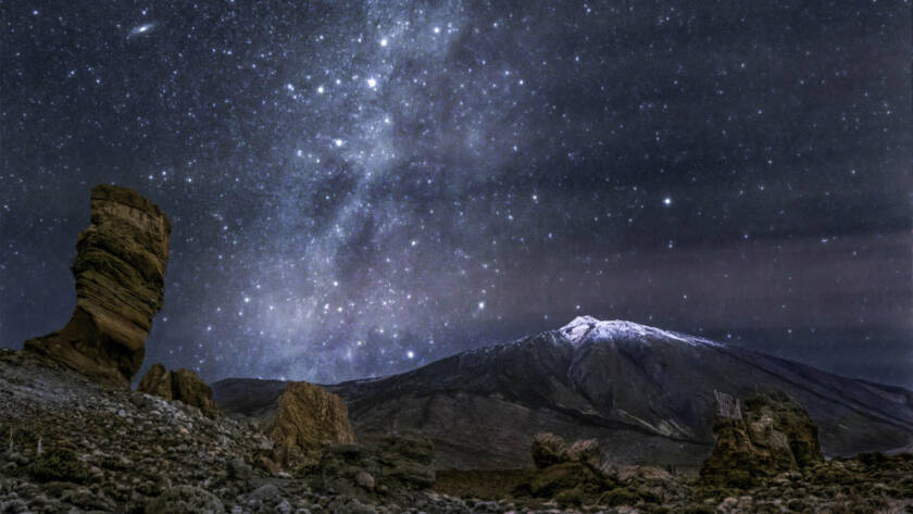 Tenerife Night sky with Mount Teide and Los Roques