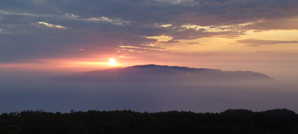 Winter Solstice, Sun setting over La Gomera as seen from Tenerife